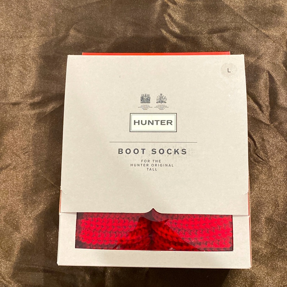 Long red Hunter boot socks size L